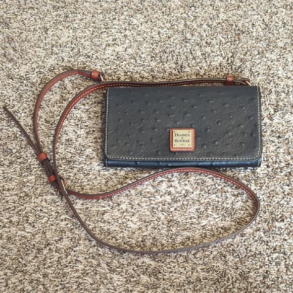 Dooney & Bourke Ostrich Daphne Crossbody Wallet - Picture 1 of 7